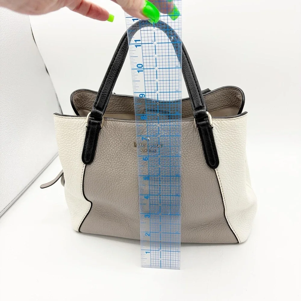 Kate Spade Purse Tote Bag Medium Gray Colorblock Leather Top Handle Handbag